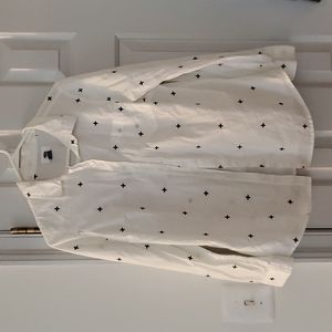 Cotton white button down with black stitching, old navy, medium